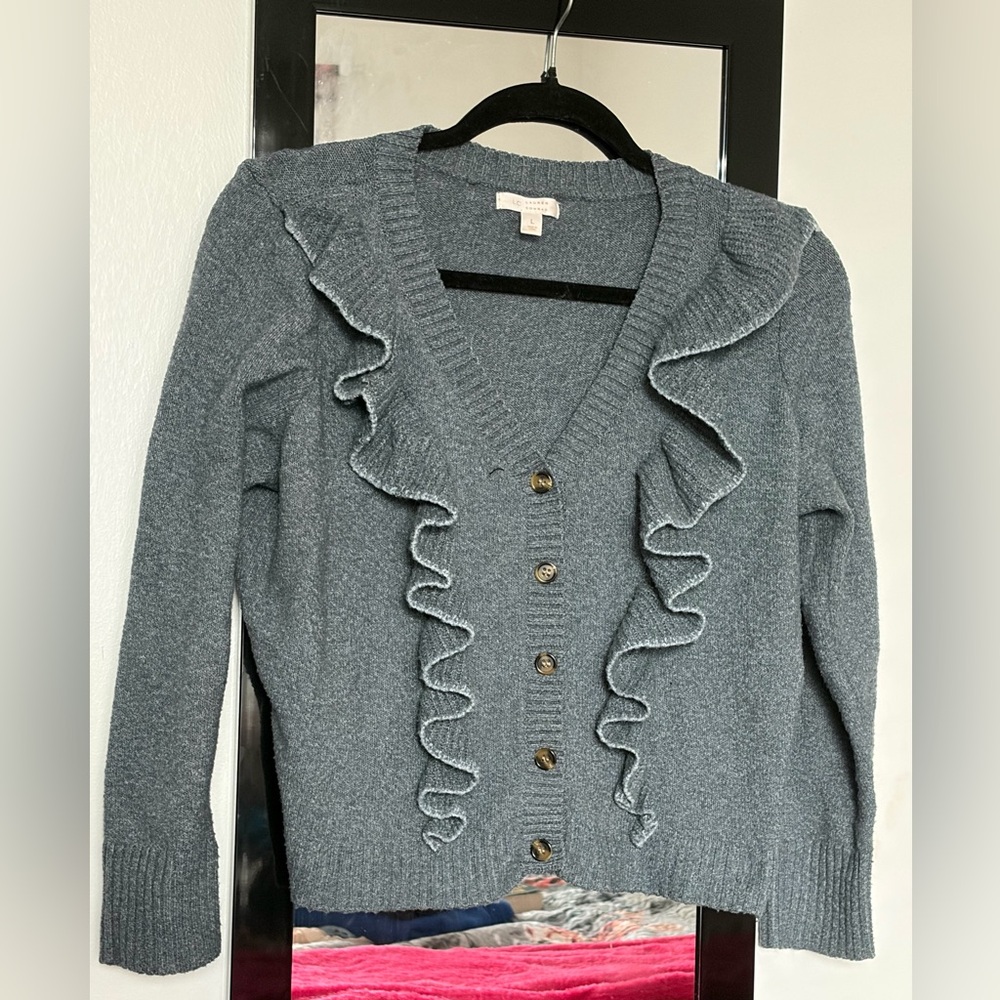 Gray Ruffled Women's Sweater